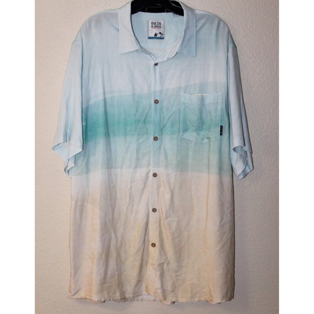 Baja Llama Mens Ombre Short Sleeve Button Up 2XL